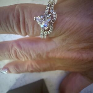 Elegant Silver Crystal Ring Set